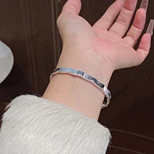 999.9 Sterling Silver Auspicious Open Bangle